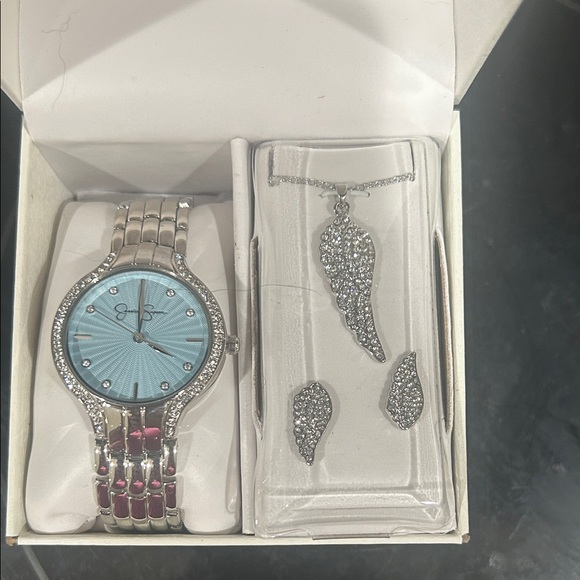 Jessica Simpson Silver Watch with Crystal Accents - Picture 1 of 6
